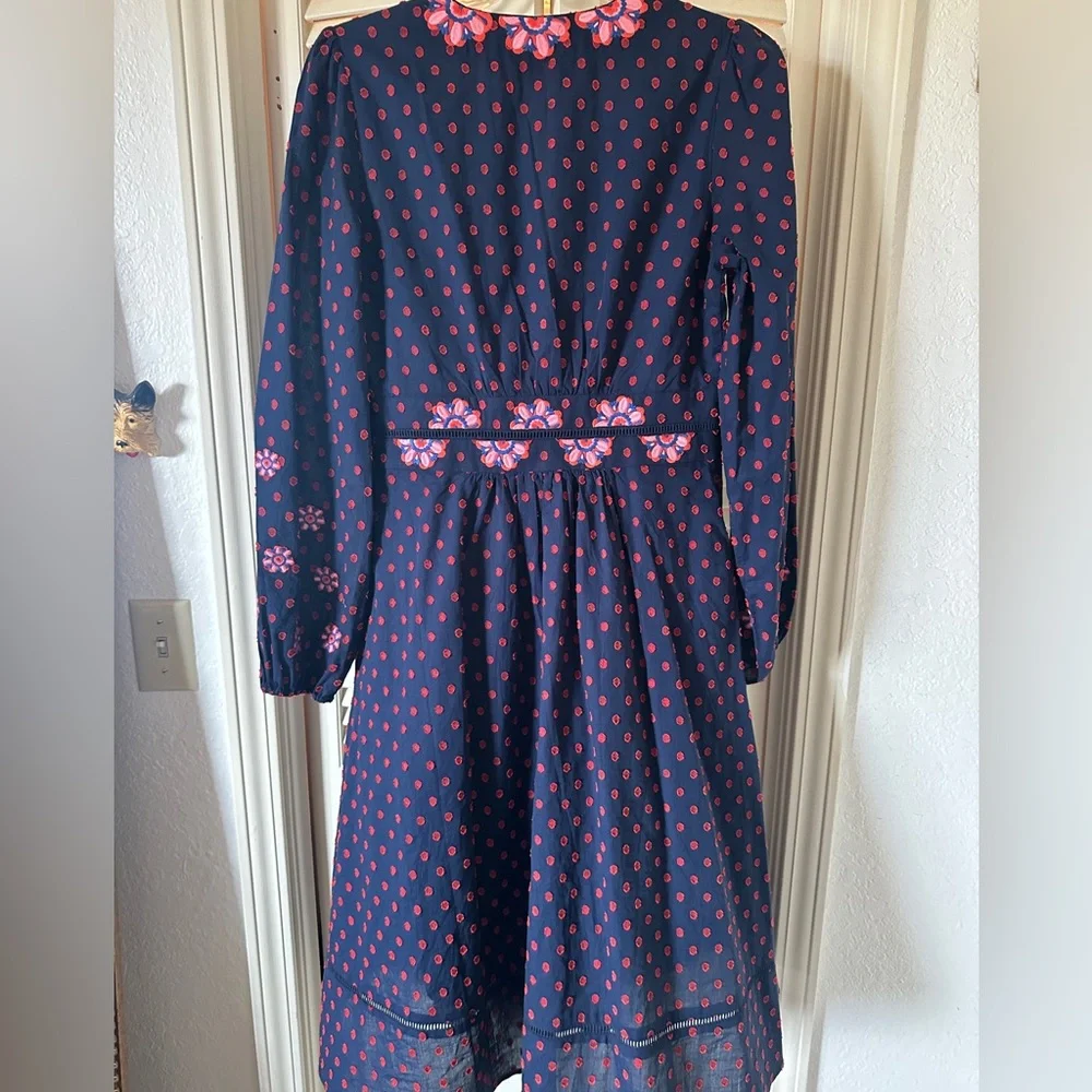 BODEN FLOSSIE EMBROIDERED MIDI DRESS - NAVY RED SPOT PINK - Picture 8 of 8